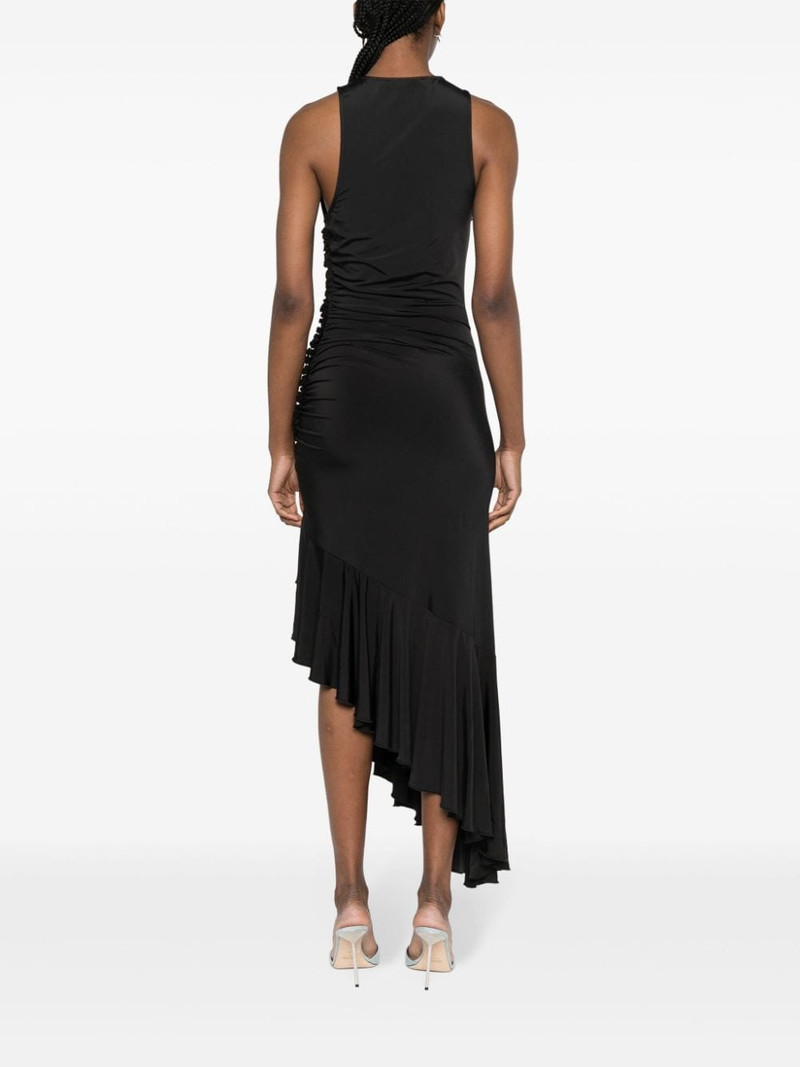 gathered asymmetric midi dress 4