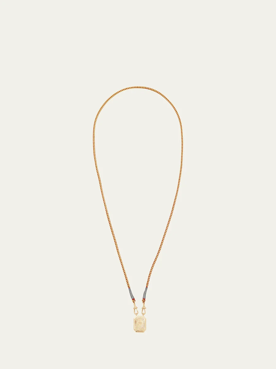18k Yellow Gold Pendant Wrap Cord Necklace - 1