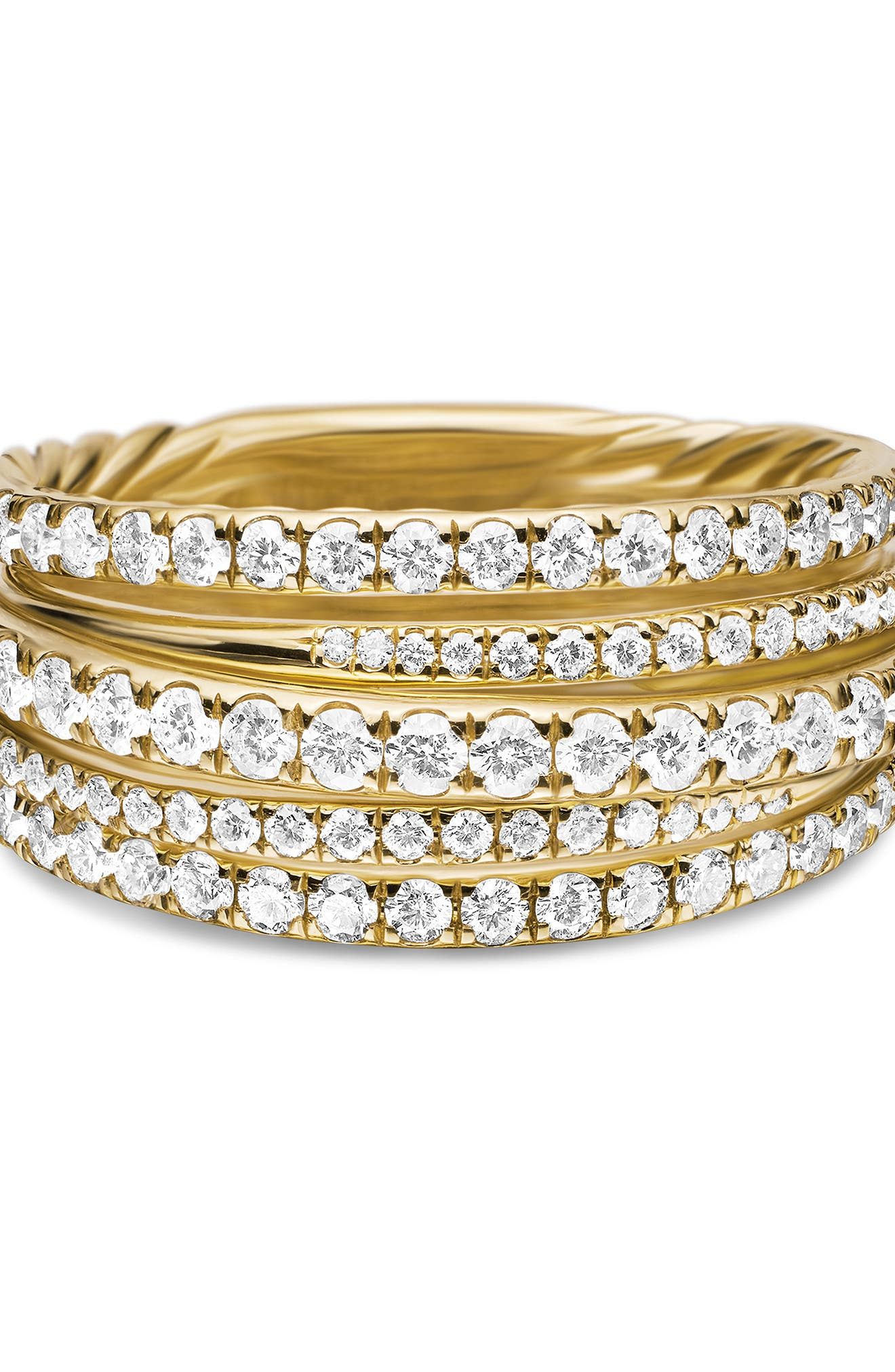 David Yurman 11MM PAVE CROSSOVER RING in 18K Yellow Gold at Nordstrom - 4