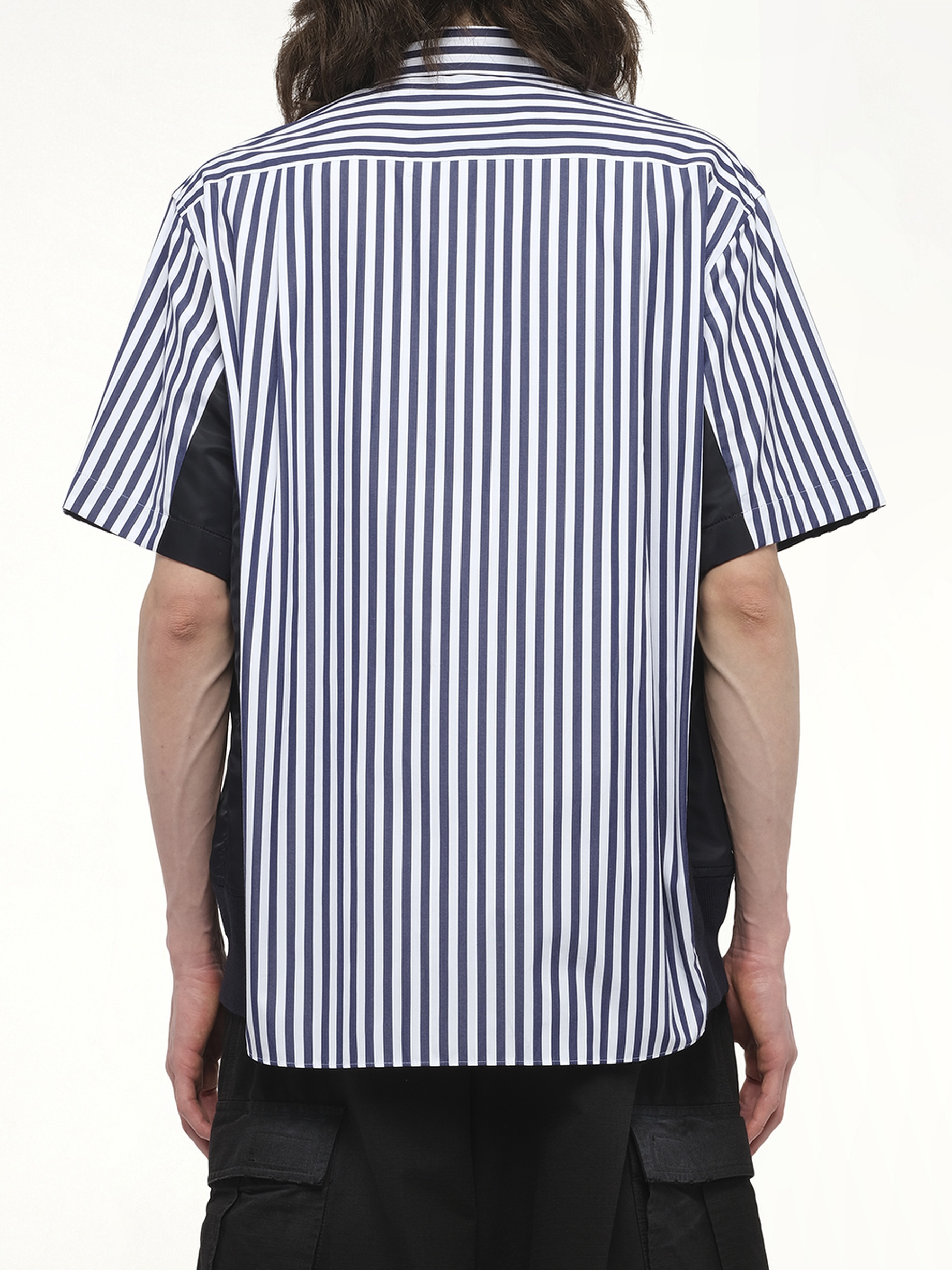 Cotton Poplin Shirt in Navy Stripe/Navy - 6