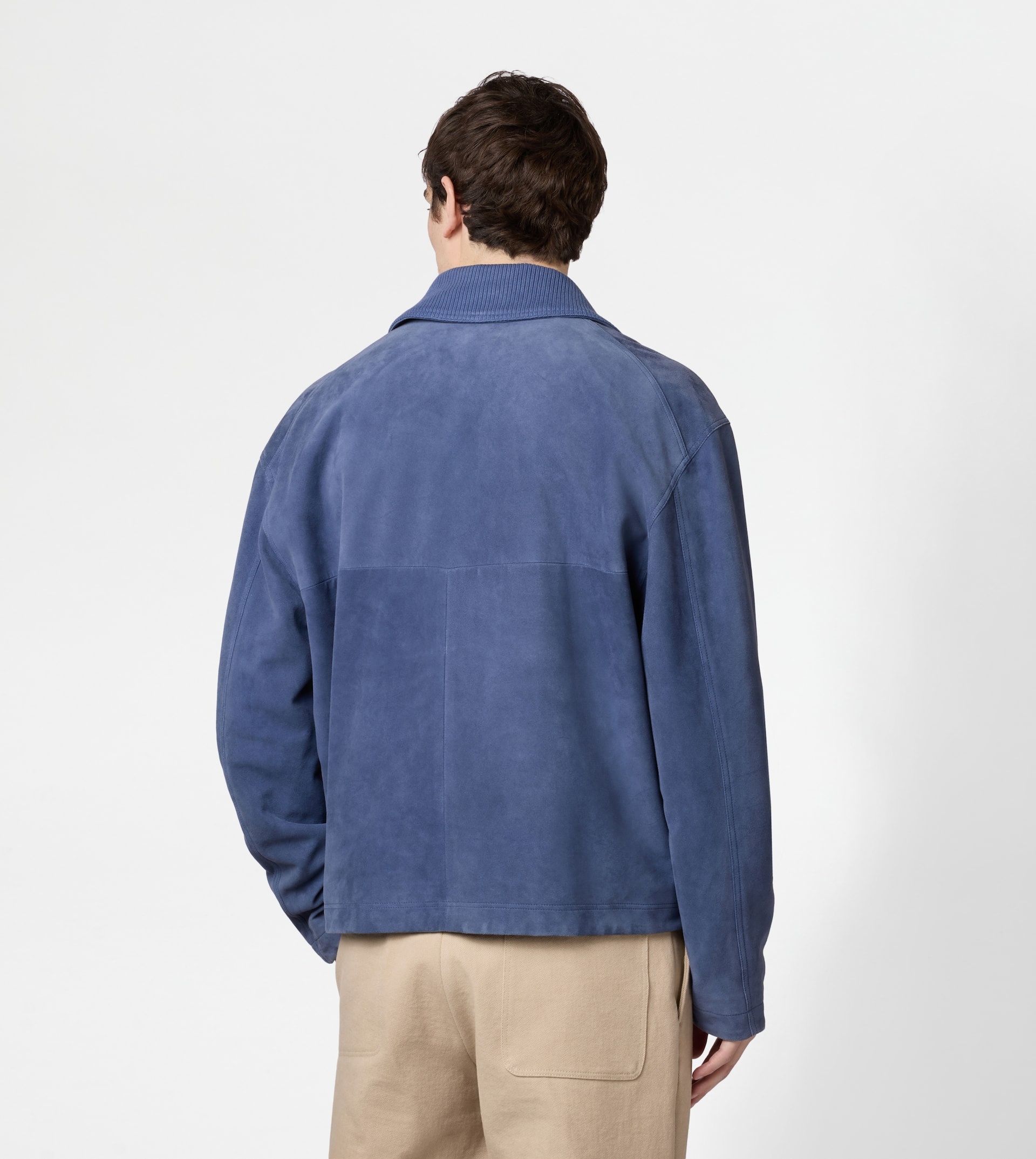 PASHMY COACH JACKET IN SUEDE - BLUE - 4
