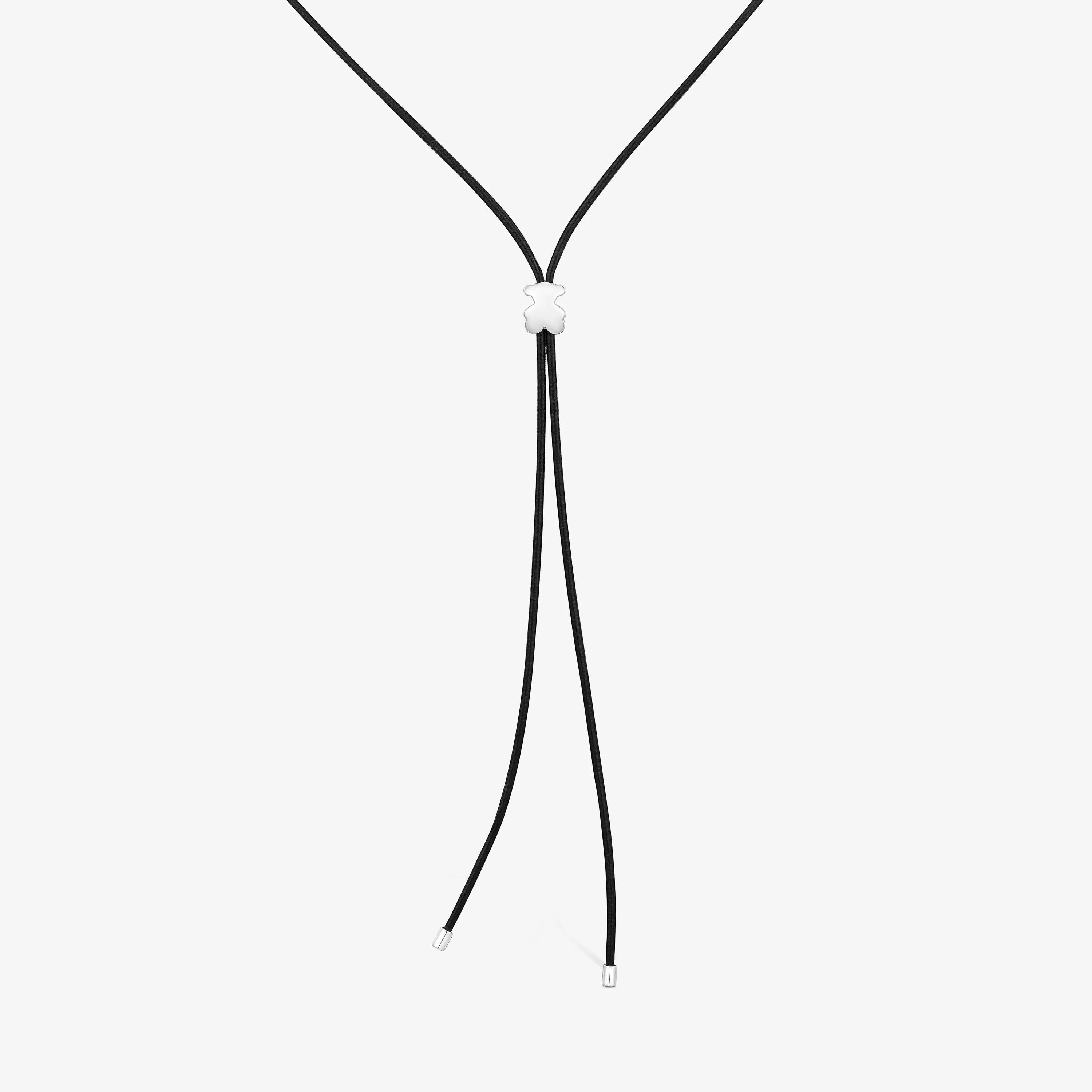 Long rubber Necklace with 12 mm silver bear TOUS Bold Motif - 1