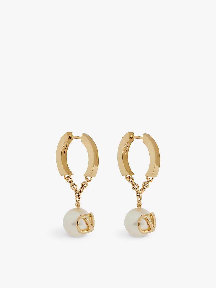 VLOGO brass and pearl earrings - 1