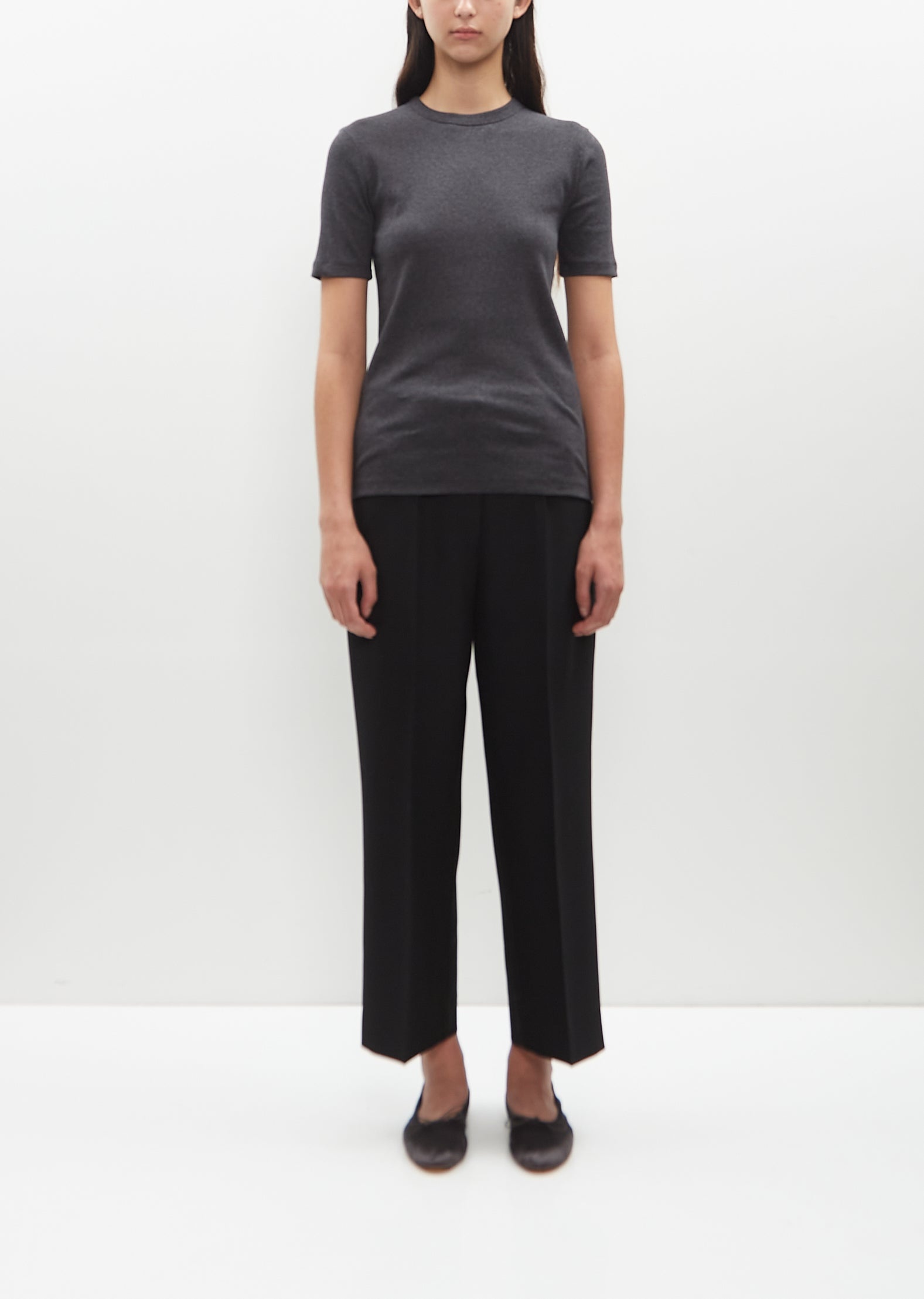 Classic Rib Tee — Charcoal Mèlange - 4