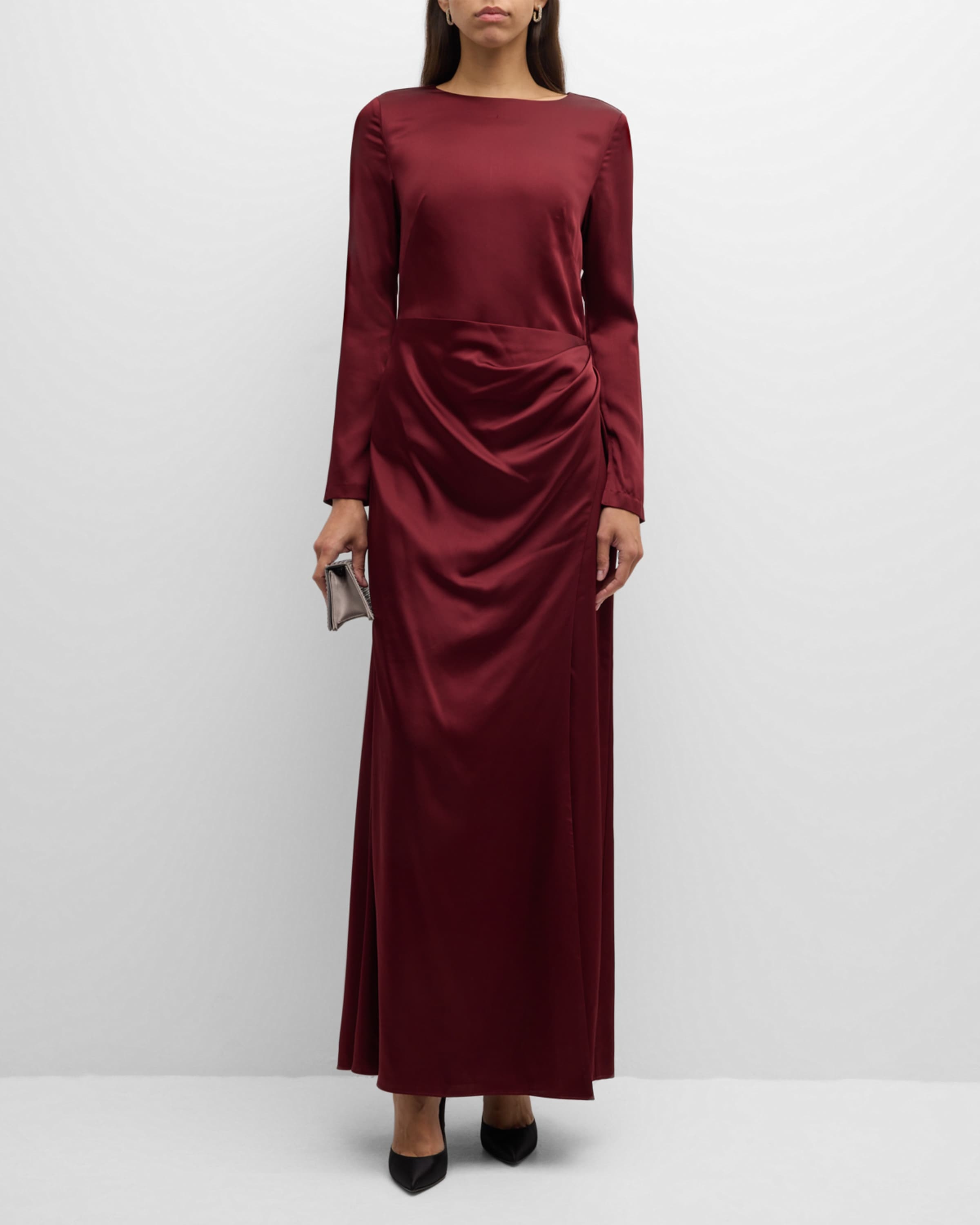 Qiana Draped Satin Gown - 2