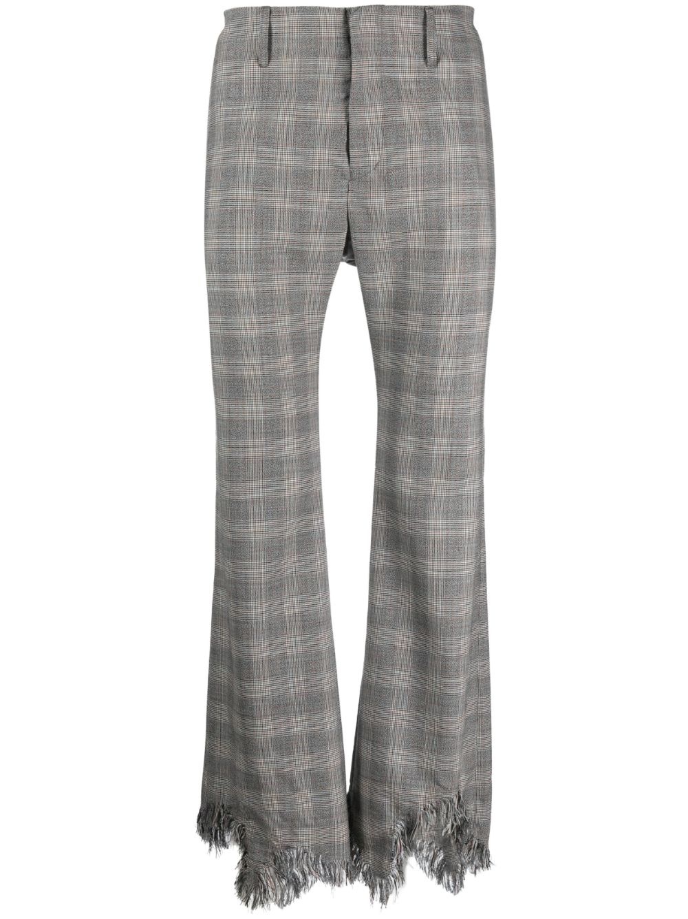 check-print wool trousers - 1