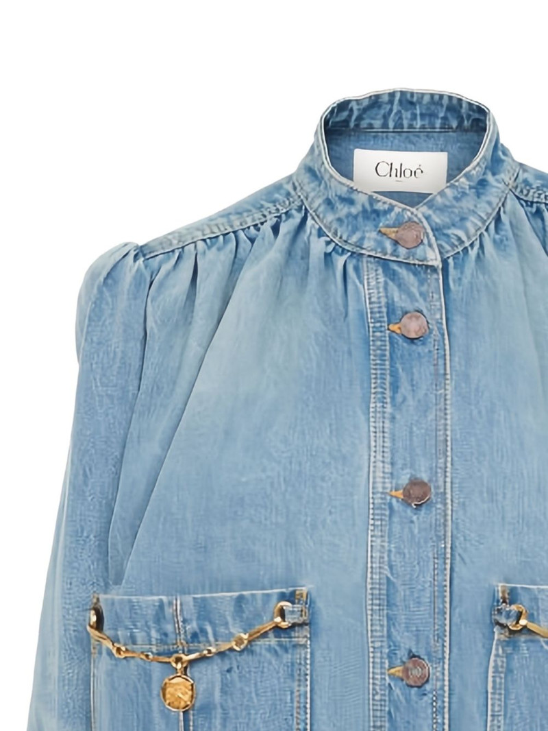 Chloé gathered-detail denim jacket outlook