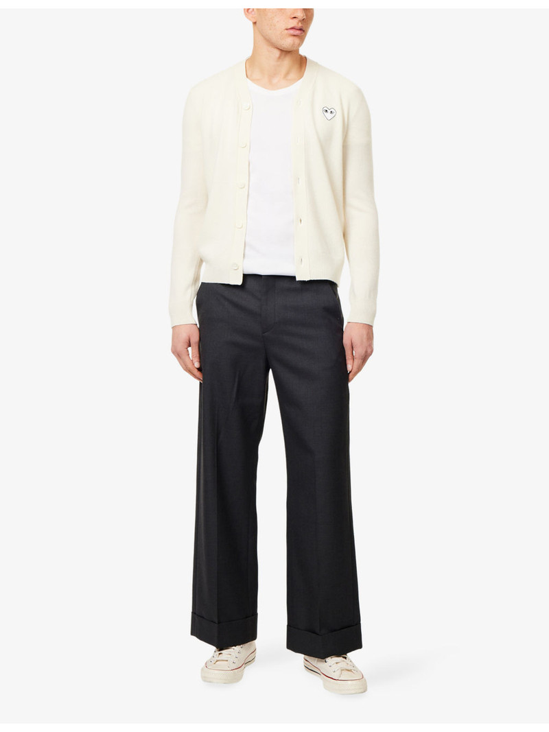 Comme des Garçons PLAY Heart Logo-Embroidered V-Neck Wool Cardigan outlook