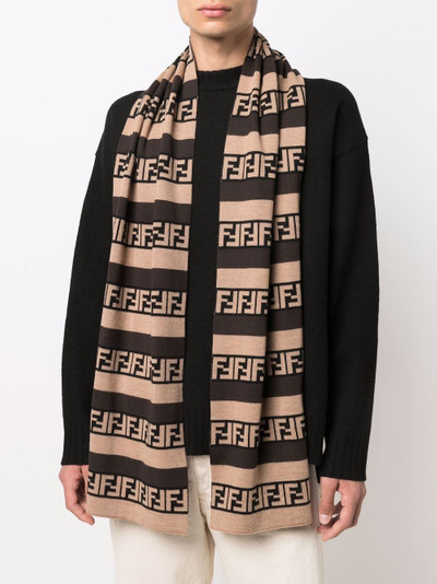 FENDI patterned intarsia-knit scarf outlook