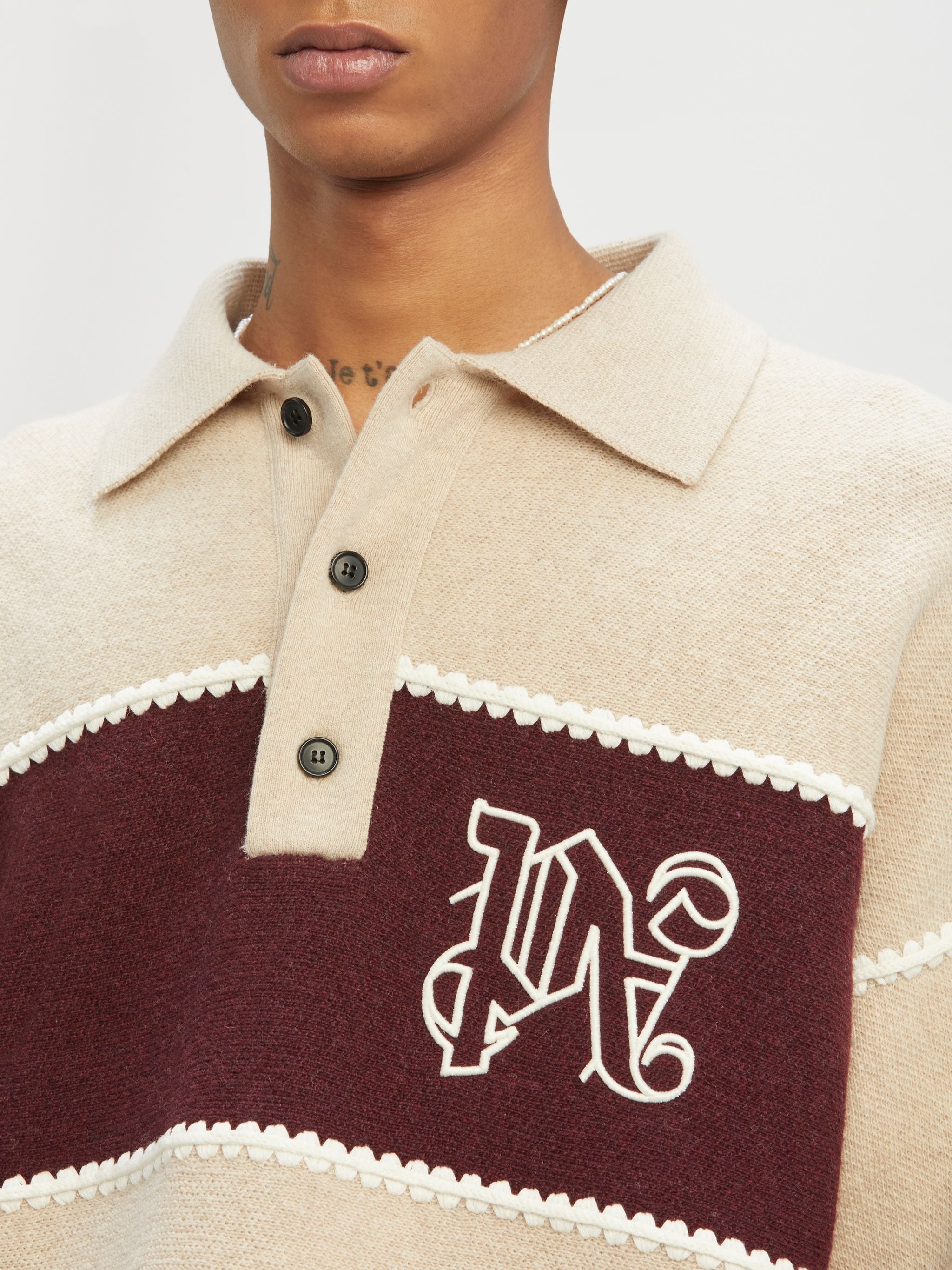 Monogram Striped Knit Polo - 6