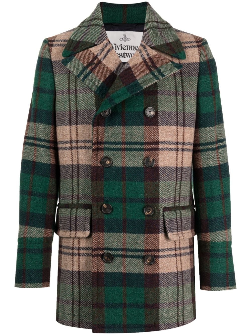 Vivienne Westwood tartan check virgin wool double breasted coat REVERSIBLE