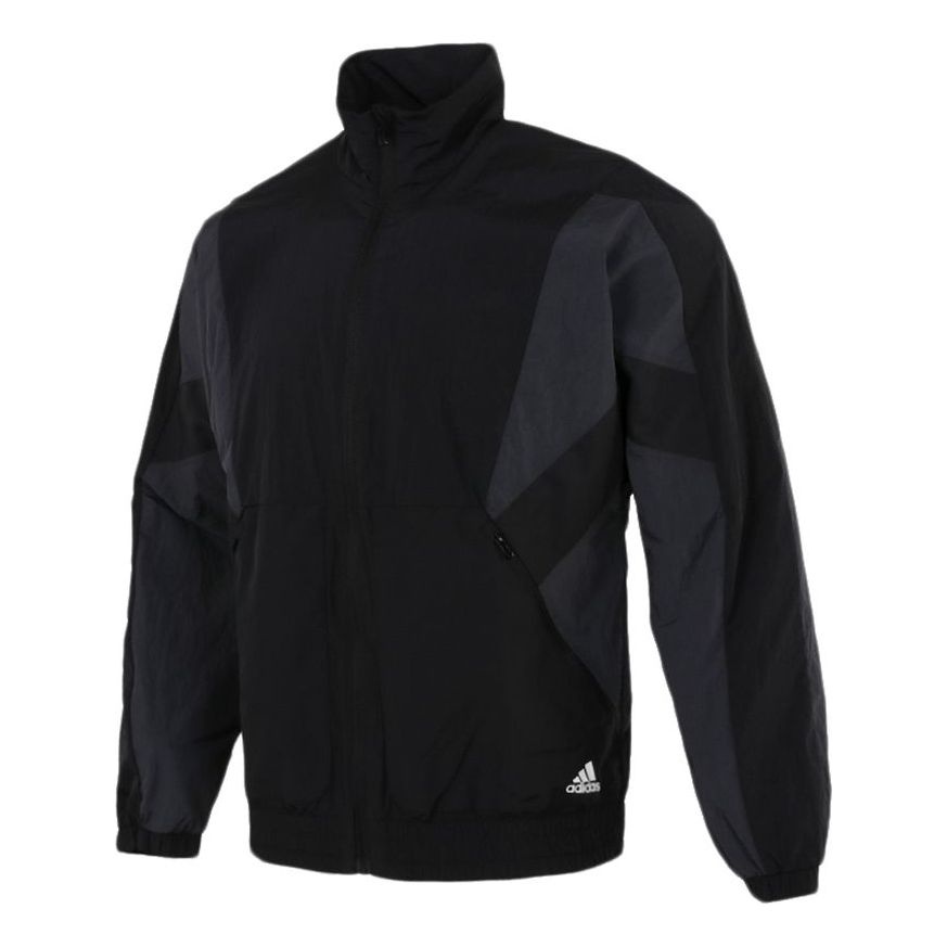 Men's adidas Sports Running Fitness Training Windproof Breathable Jacket Black HE0587 - 1