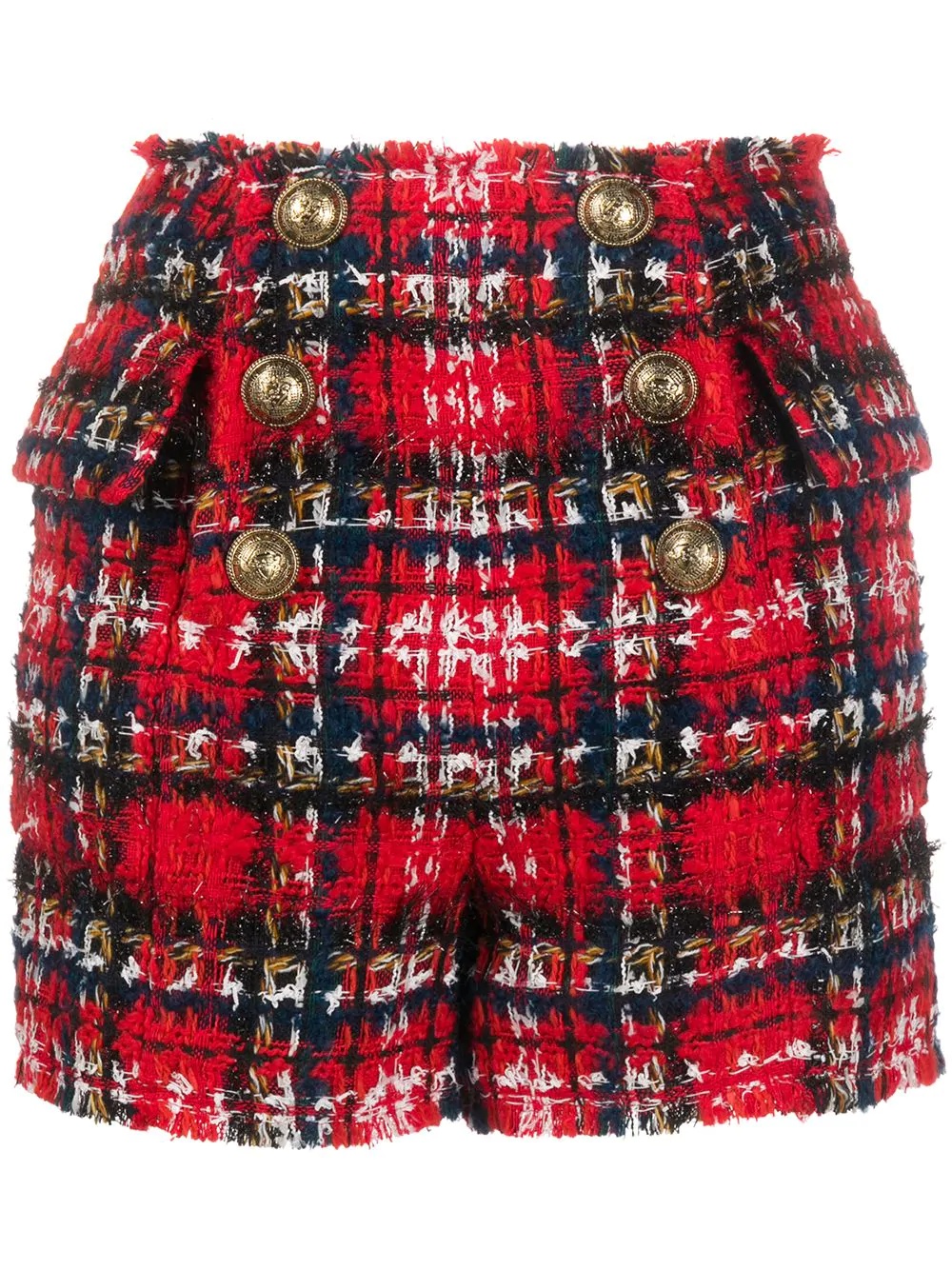 frayed check tweed shorts - 1