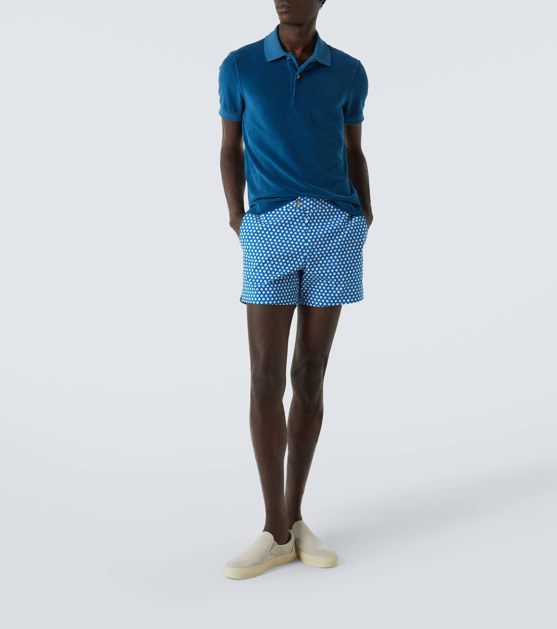 Cotton-blend velvet polo shirt - 2