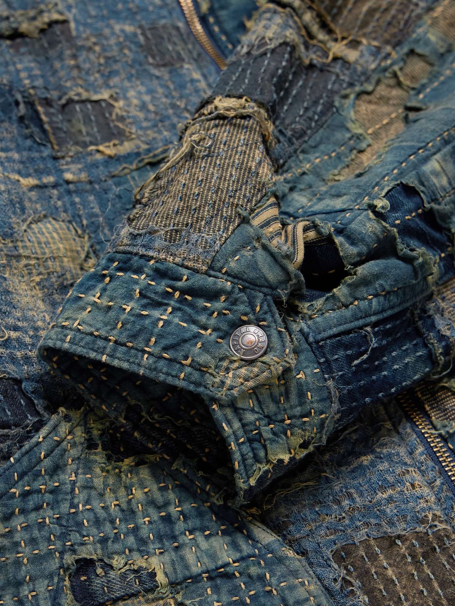 Boro Distressed Patchwork Denim Jacket - 6