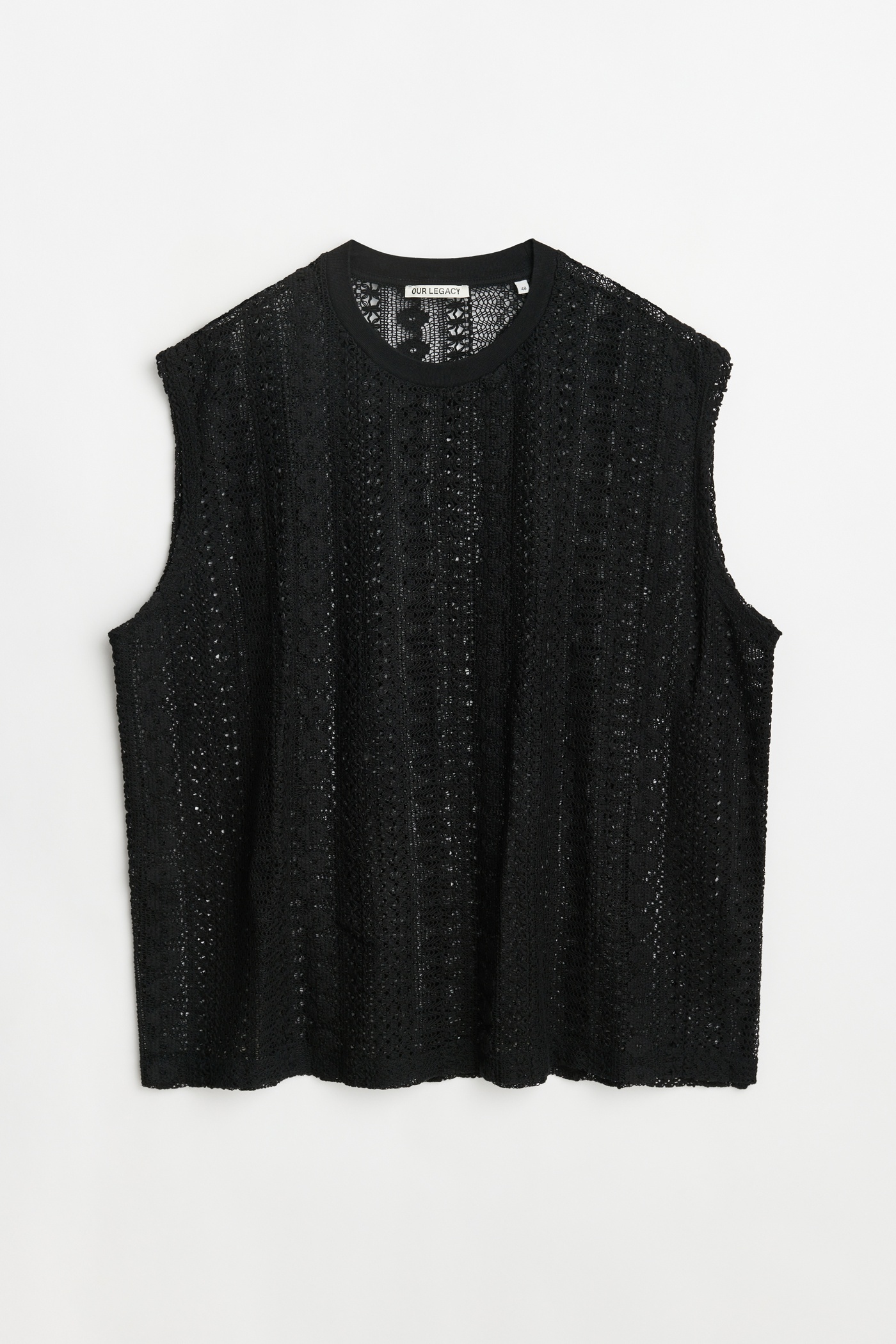 Box Sleeveless Black Cotton Crochet - 8