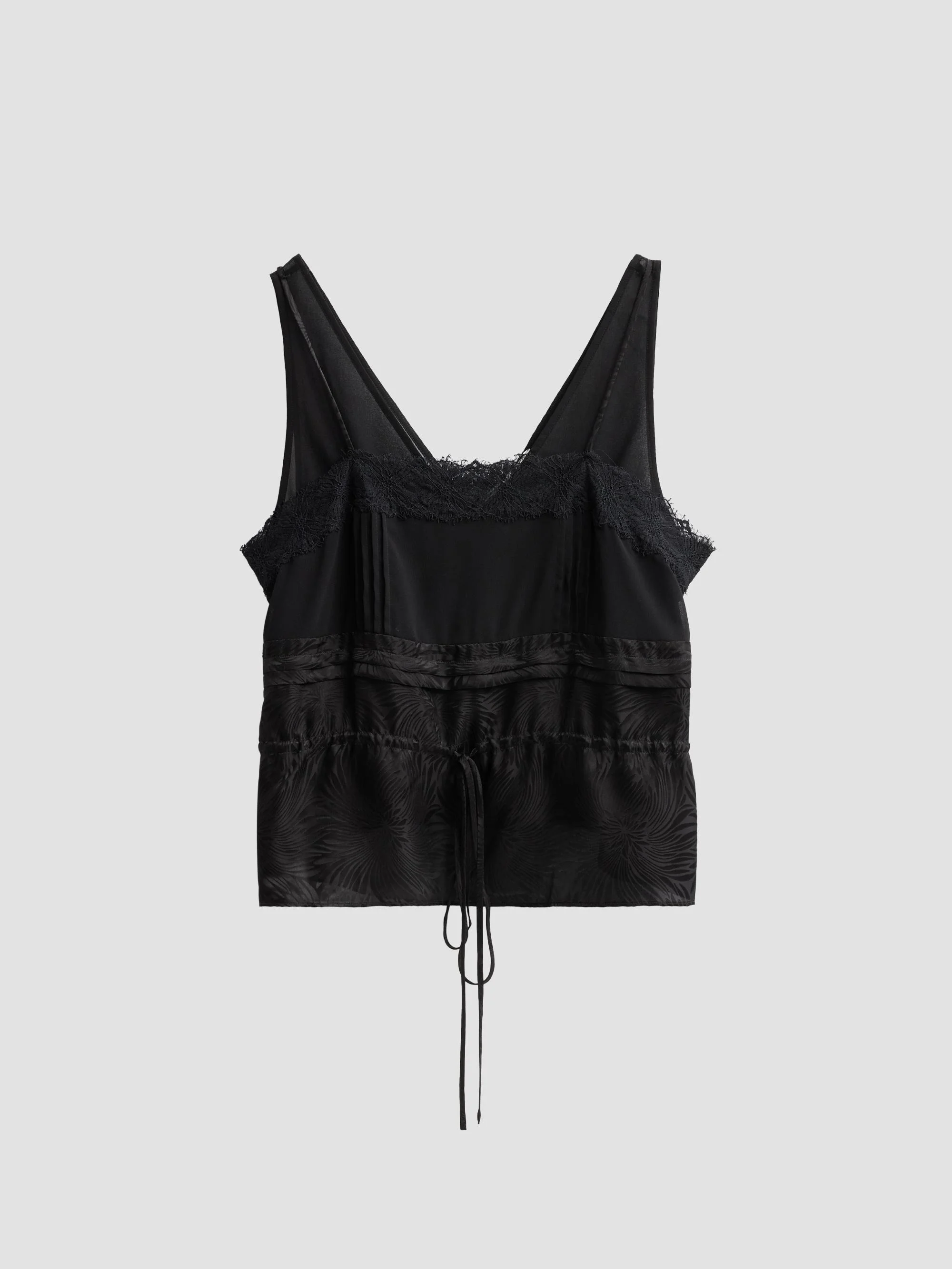 Women's Lace-Trim Satin Camisole - Black - 1