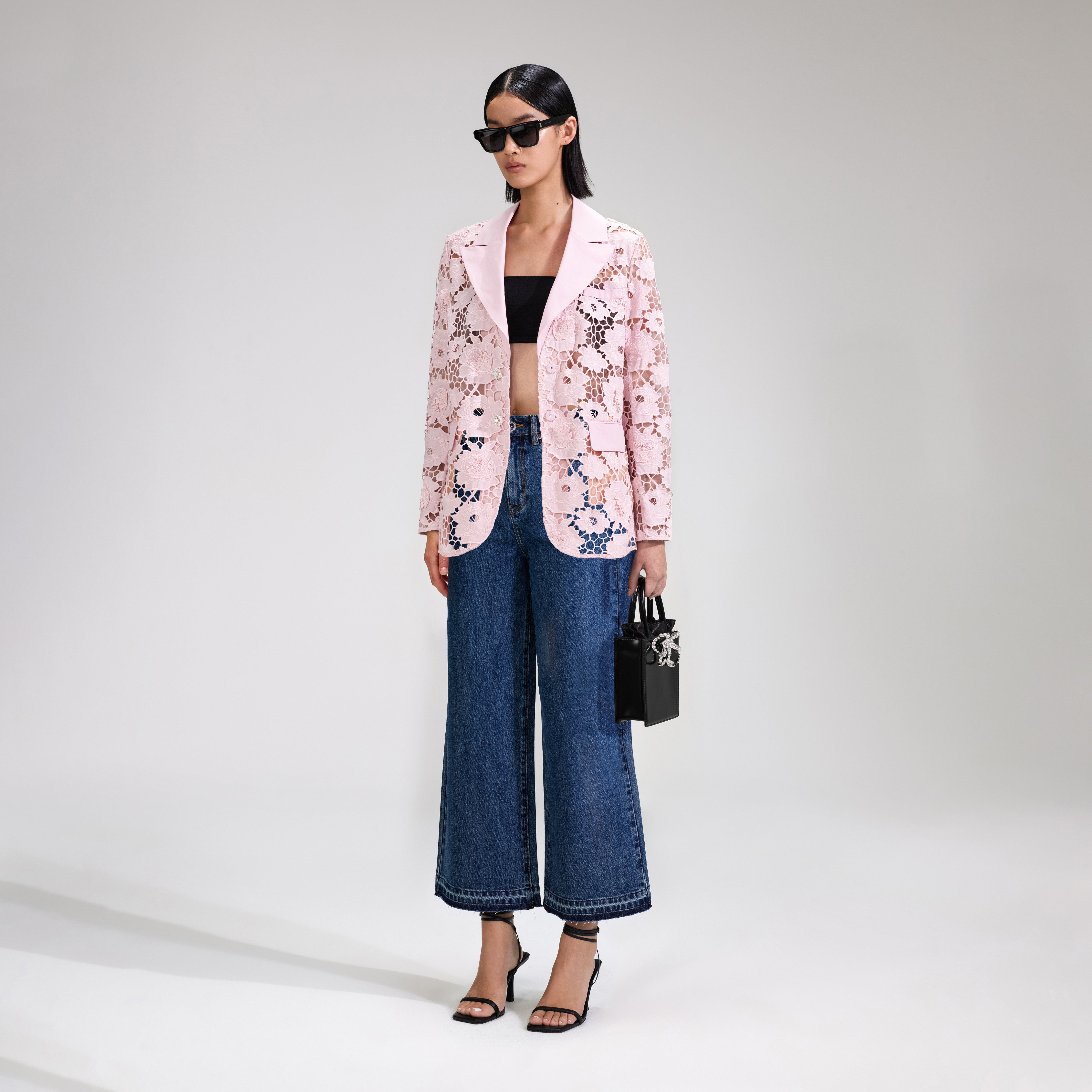 Pink 3D Cotton Lace Jacket - 2