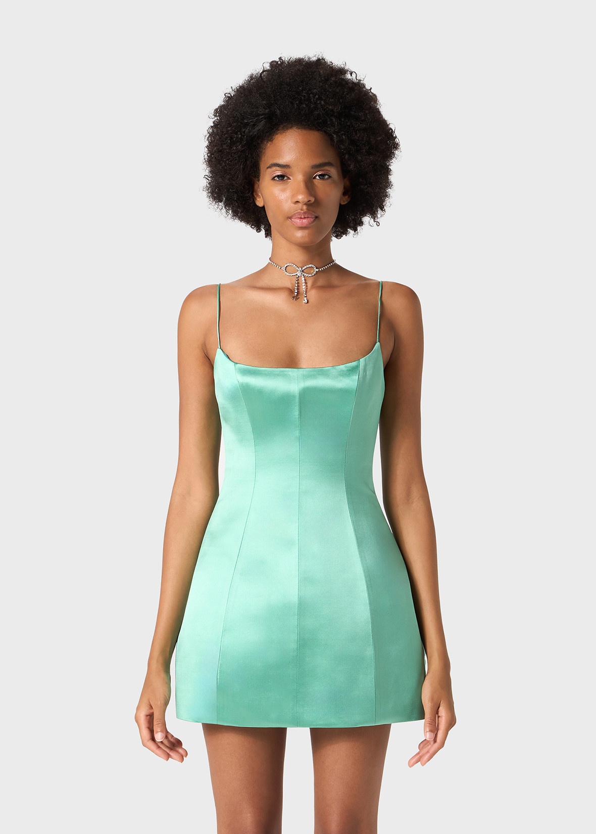 MINI DRESS IN DUCHESSE SATIN WITH SHAPED SKIRT - 3