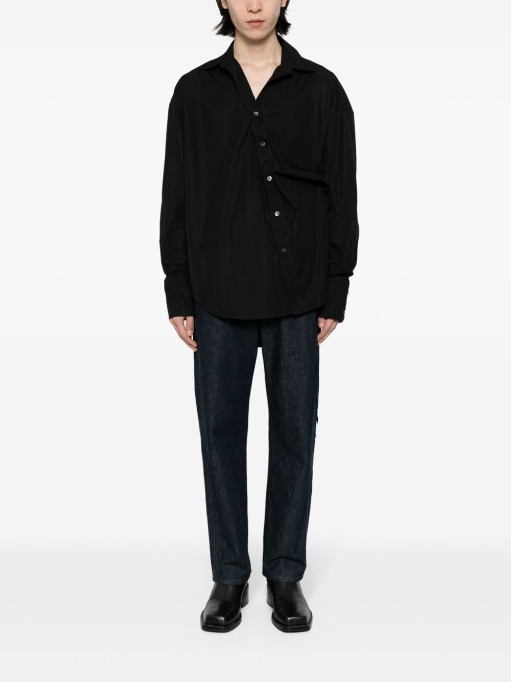 asymmetric cotton-poplin shirt - 2