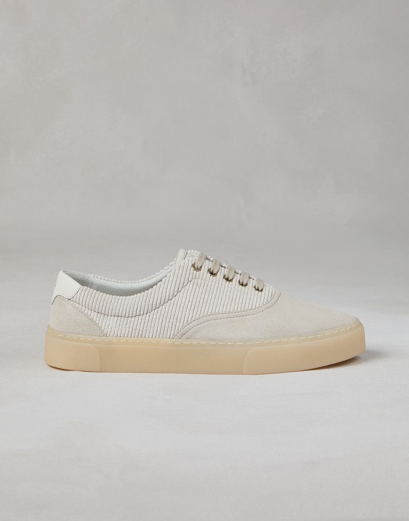 Washed suede and techno corduroy sneakers 5