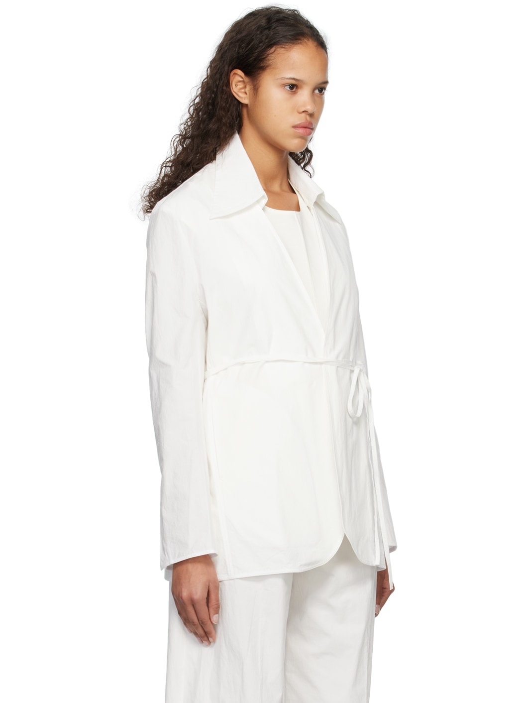 White Collarless Jacket - 2