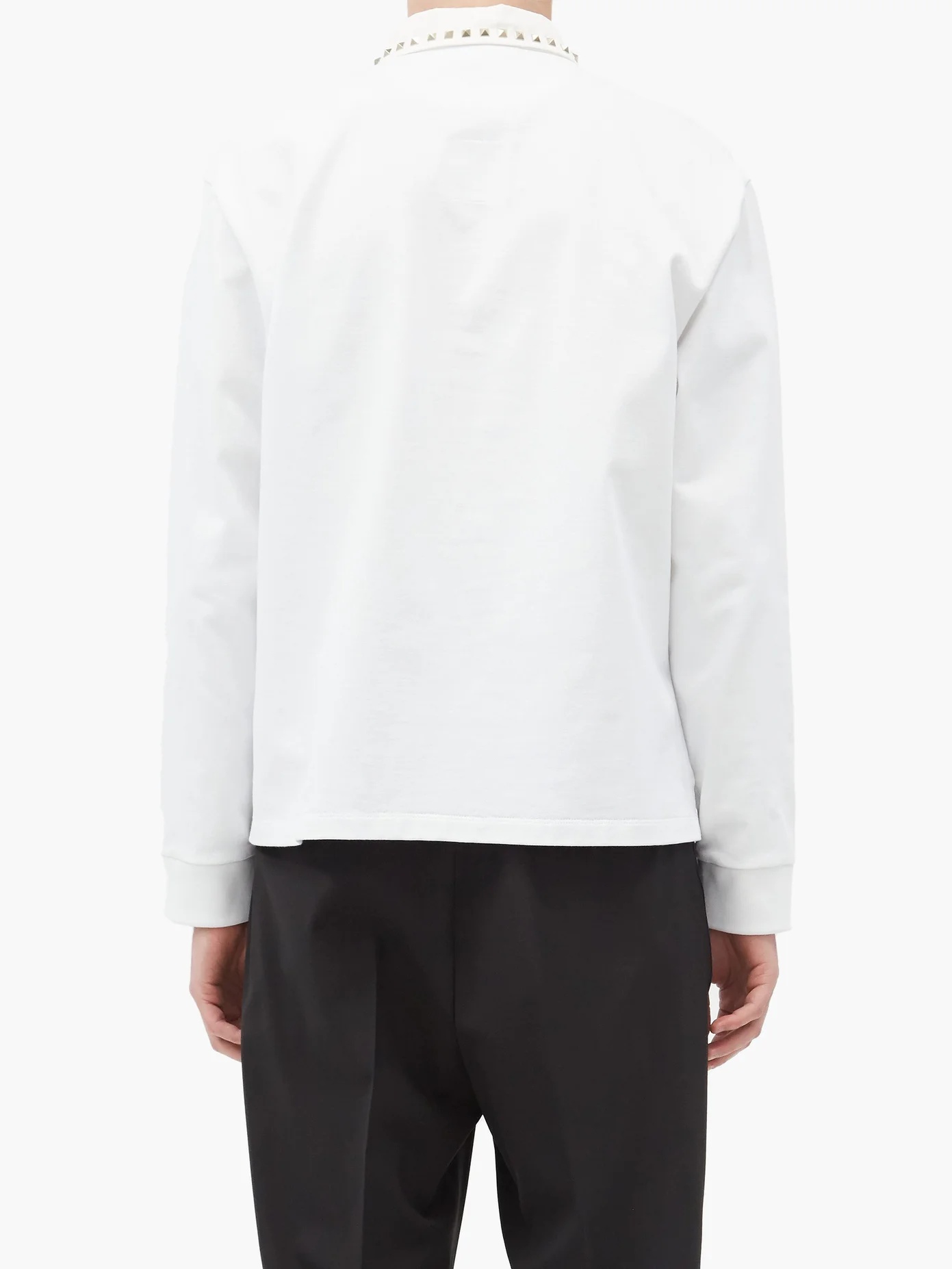 Rockstud cotton-piqué long-sleeved polo shirt - 5