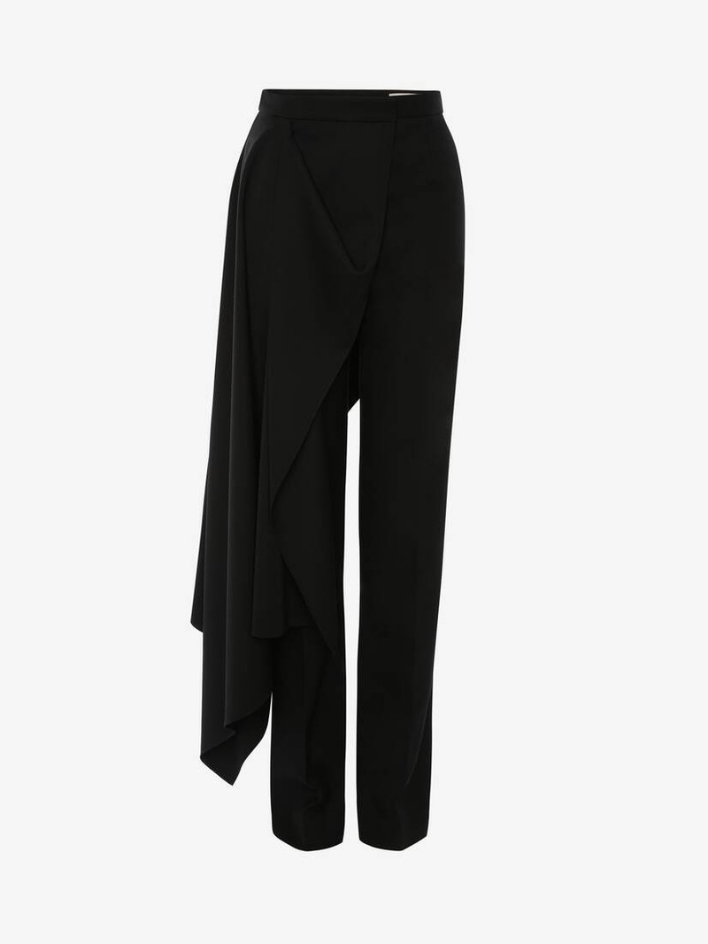 Barathea Draped Trousers in Black 1