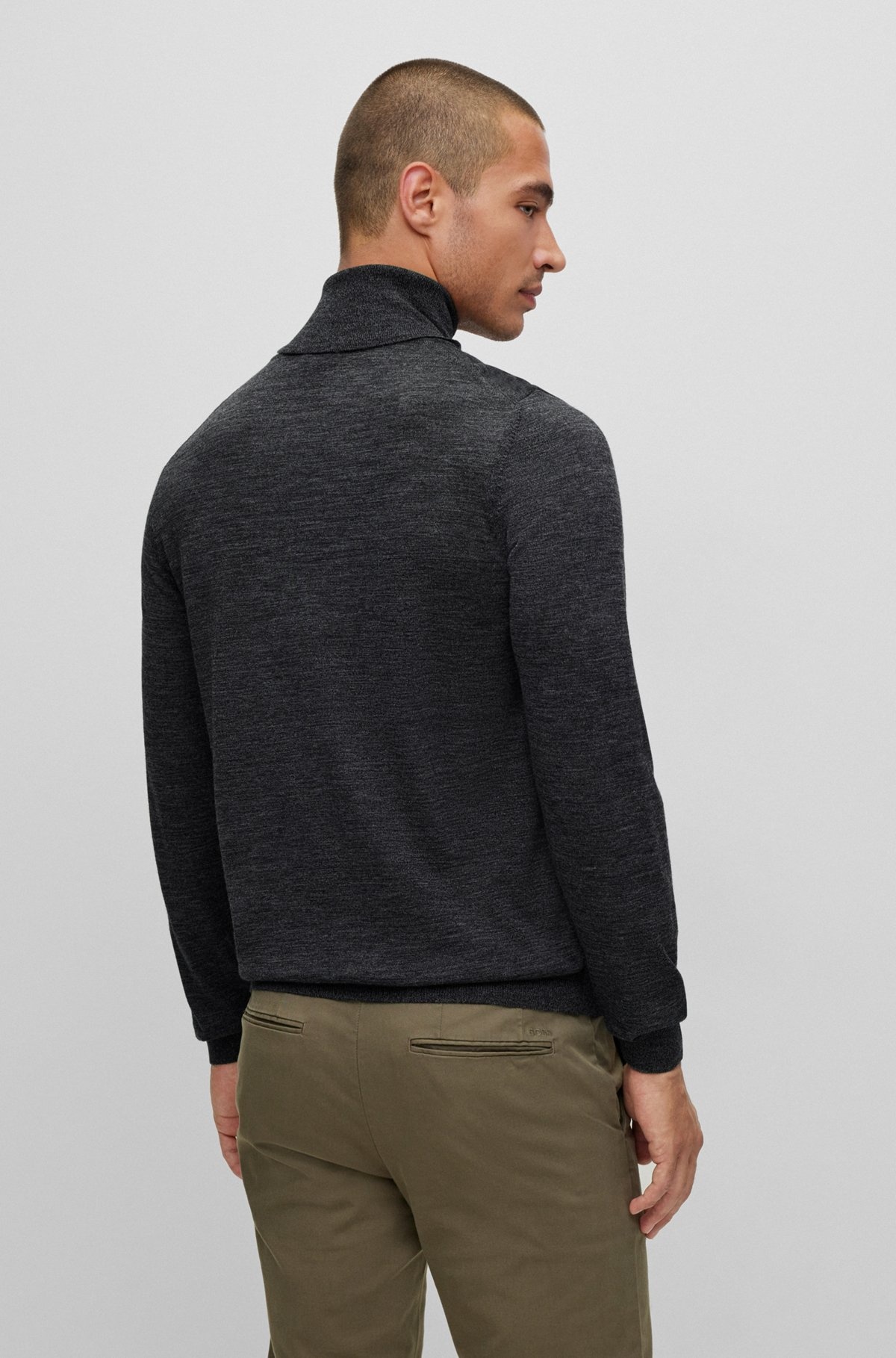 SLIM-FIT ROLL-NECK SWEATER IN MERCERIZED VIRGIN WOOL - 5