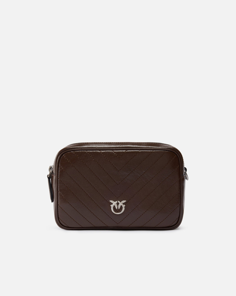MEDIUM CHEVRON LEATHER CAMERA BAG WITH STRAP 1