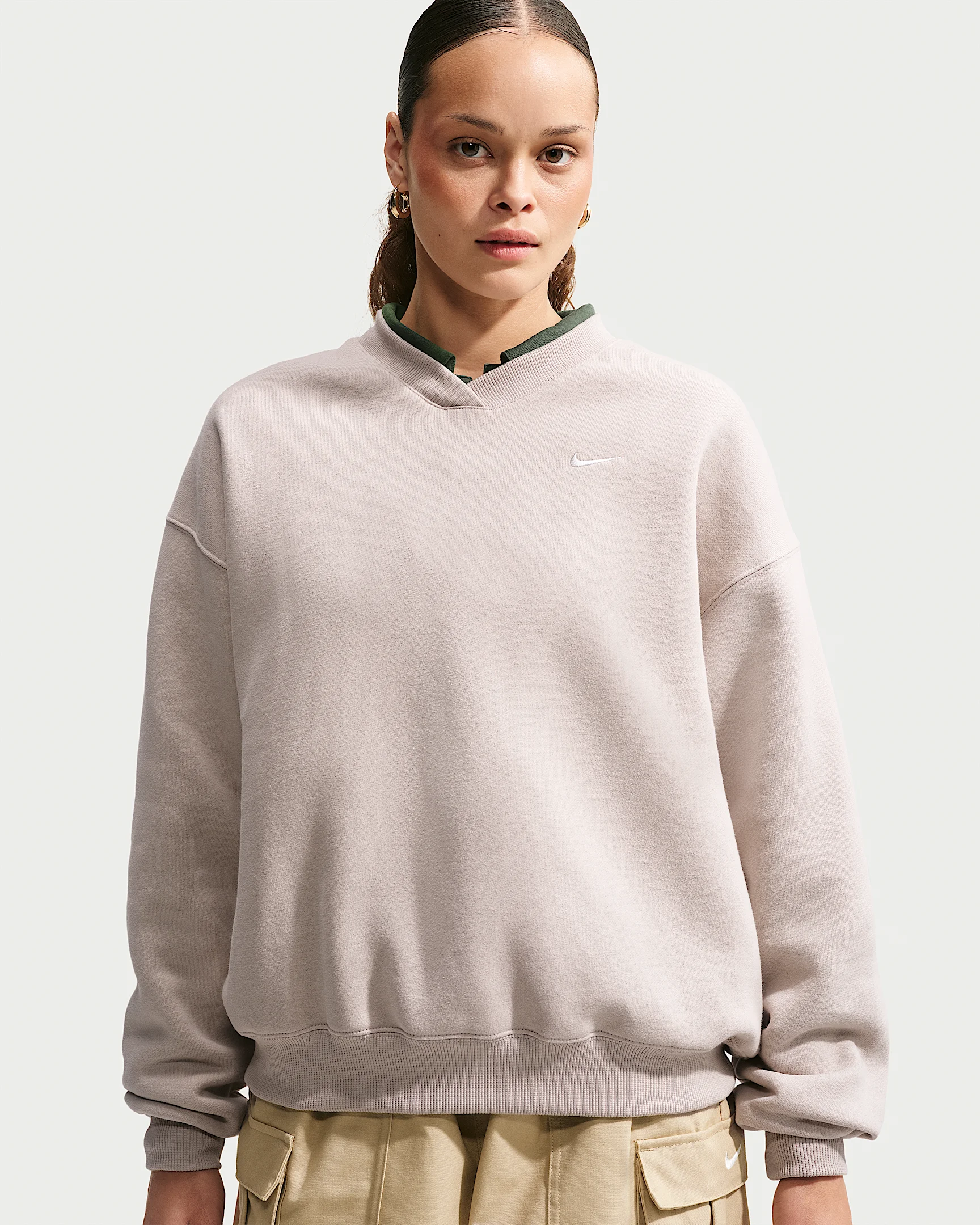 Nike Studio Fleece Medium Weight Women's Oversized V-Neck Top - 1