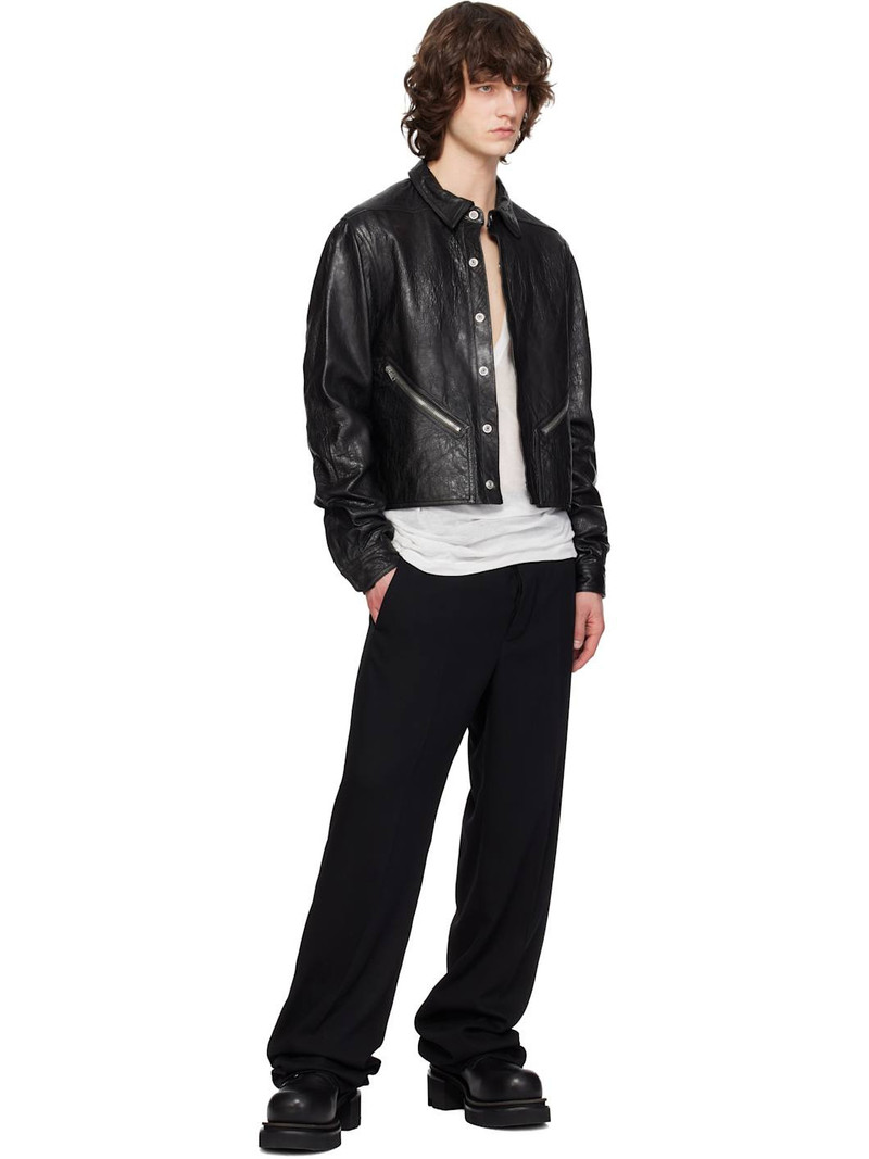Rick Owens Black Temple Tour Alice Leather Overshirt outlook