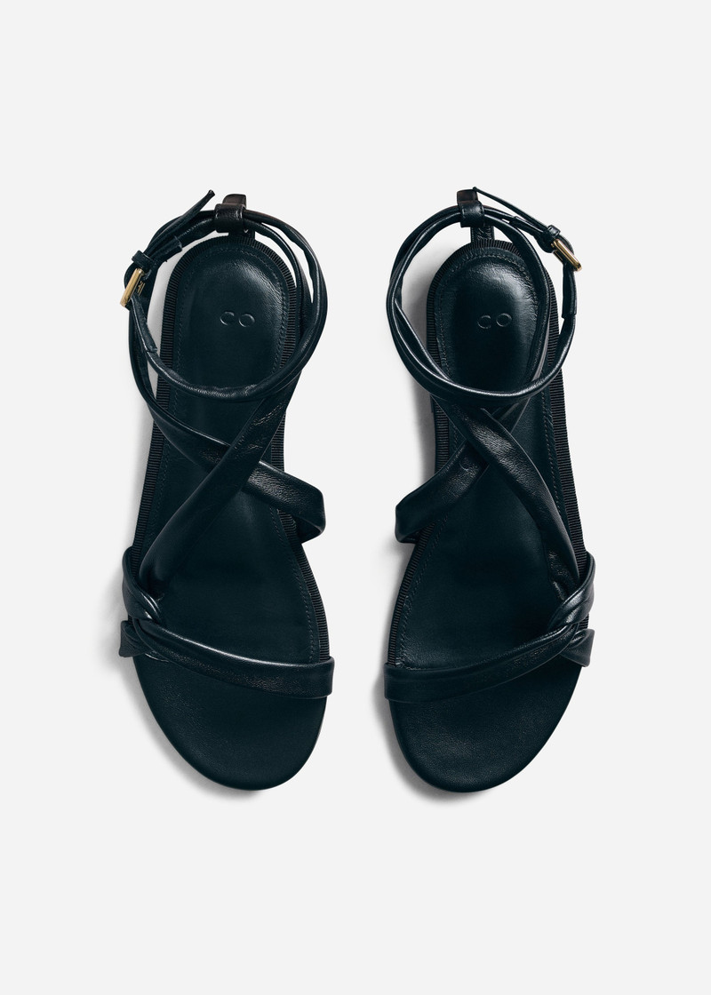 Asymmetric Leather Sandal in Black 3