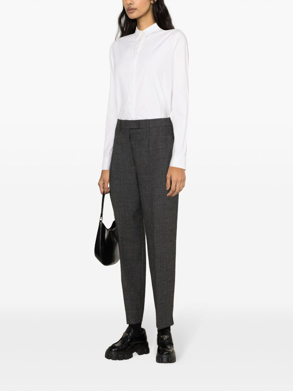 virgin wool pressed-crease tailored trousers - 4
