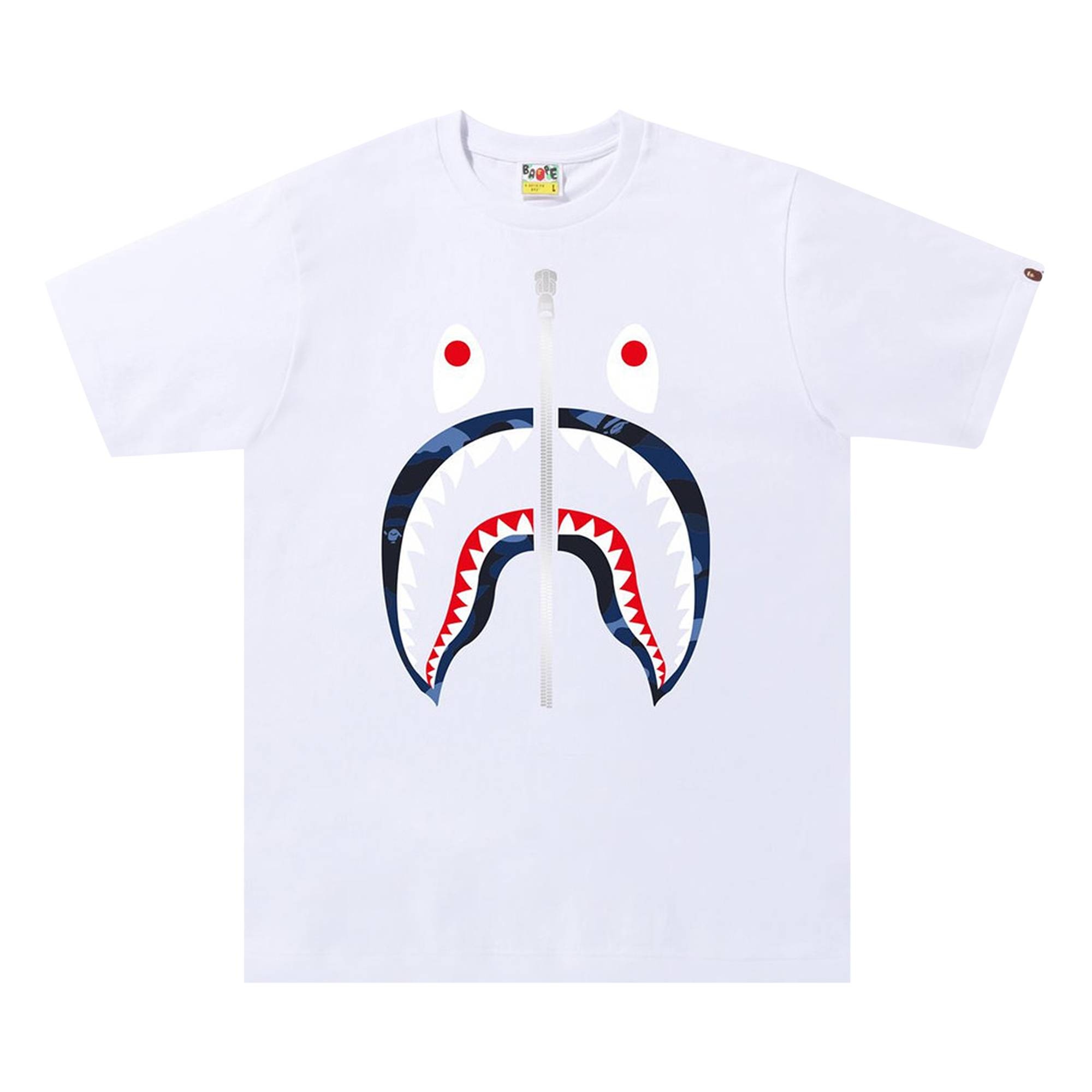 BAPE Color Camo Shark Tee 'White/Navy' - 1