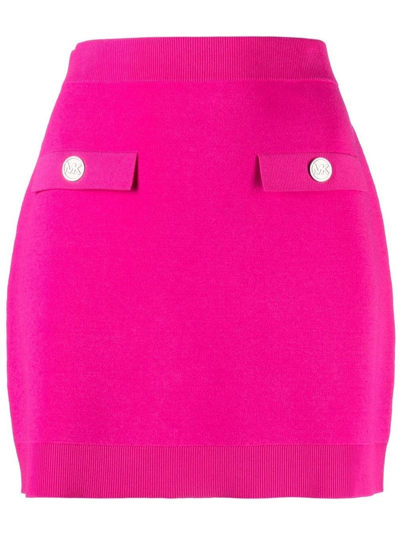 logo-embossed buttoned miniskirt 1