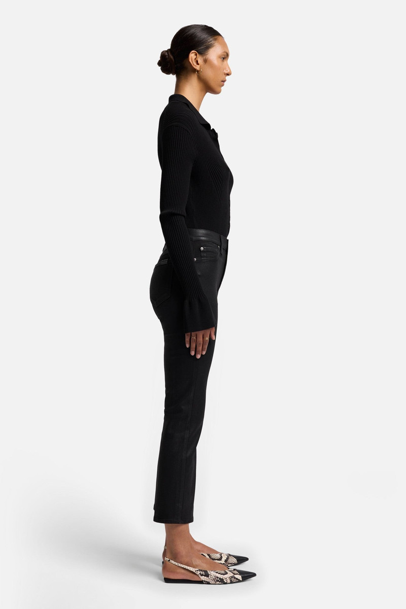 High Waist Slim Kick in Coated Black 5