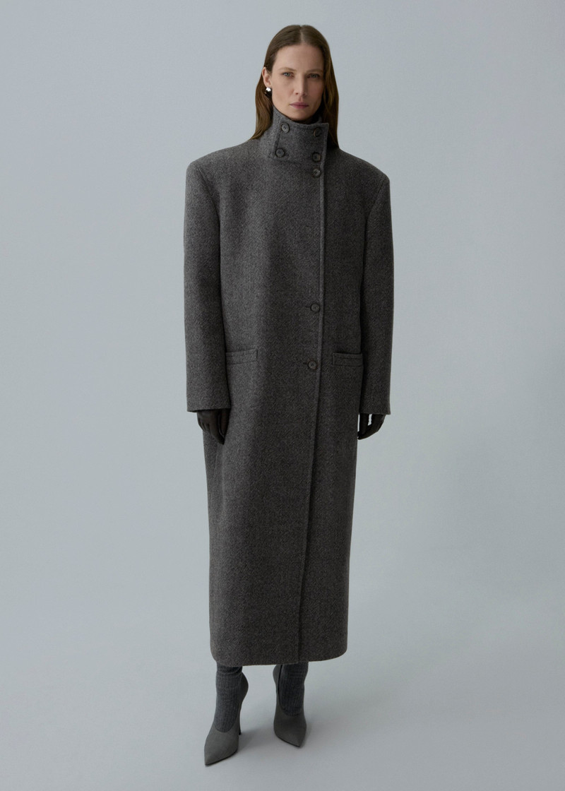 MAGDA BUTRYM Oversized high collar wool coat in grey outlook