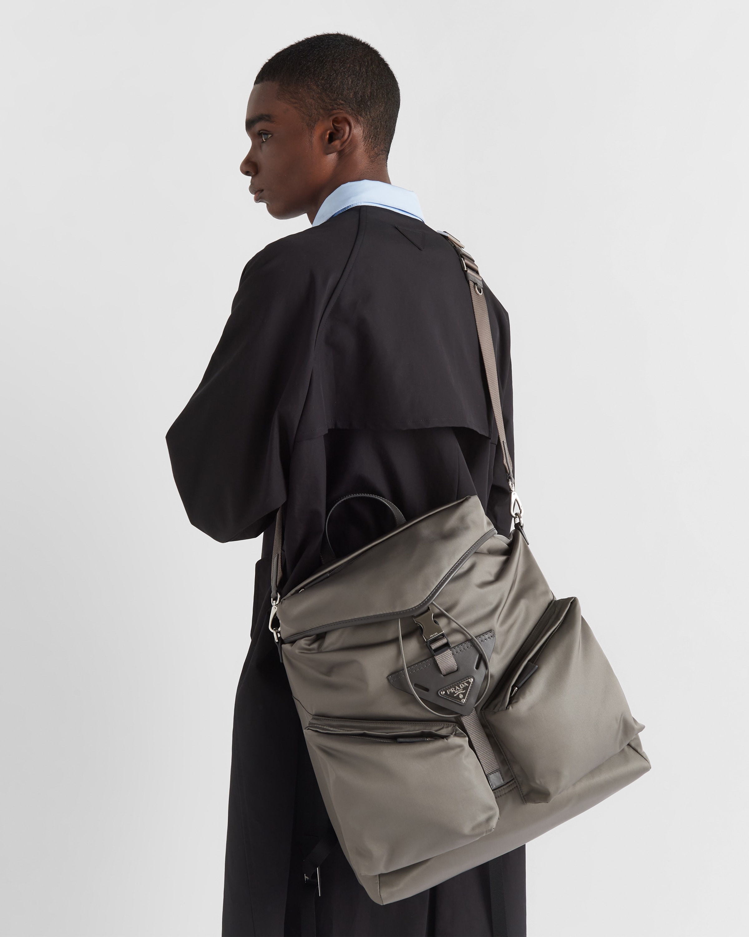 Re-Nylon and leather backpack - 8