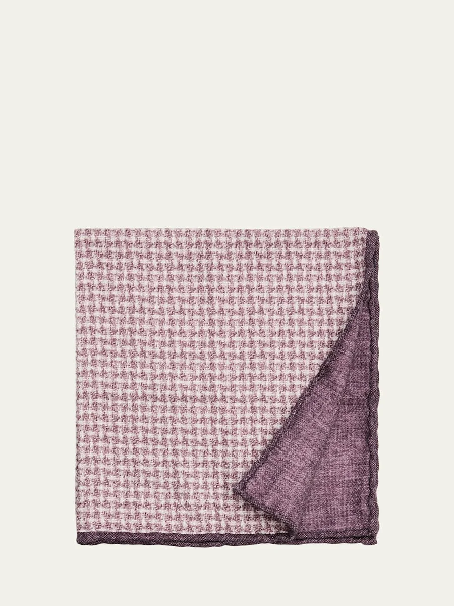 Men's Houndstooth Effect Silk Pocket Square - 1