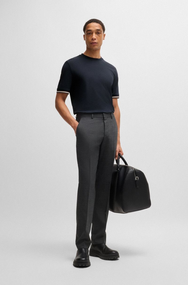 BOSS COTTON-JERSEY T-SHIRT WITH SIGNATURE-STRIPE CUFFS outlook