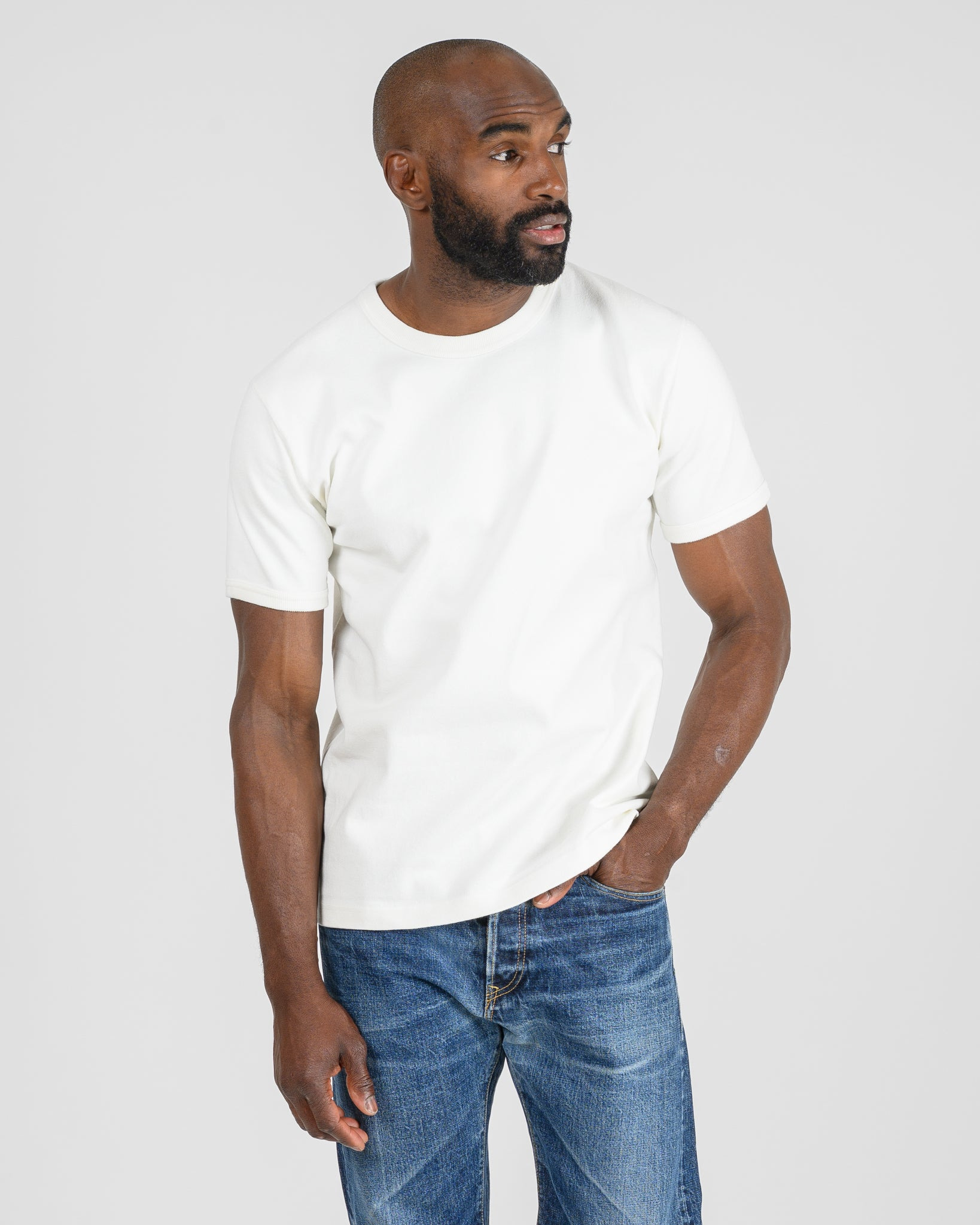 IHT-1600-WHT 11oz Cotton Knit Crew Neck T-Shirt - White - 2