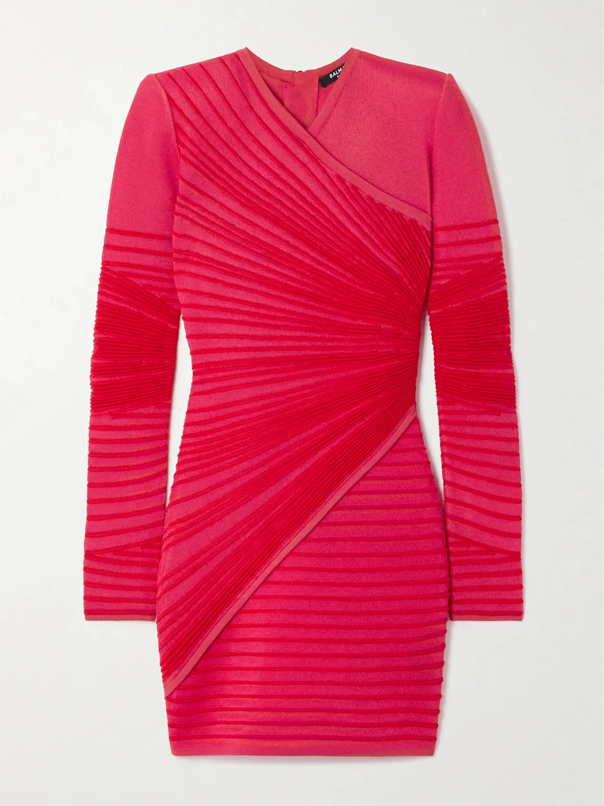 Wrap-effect Ribbed-knit Mini Dress - 1