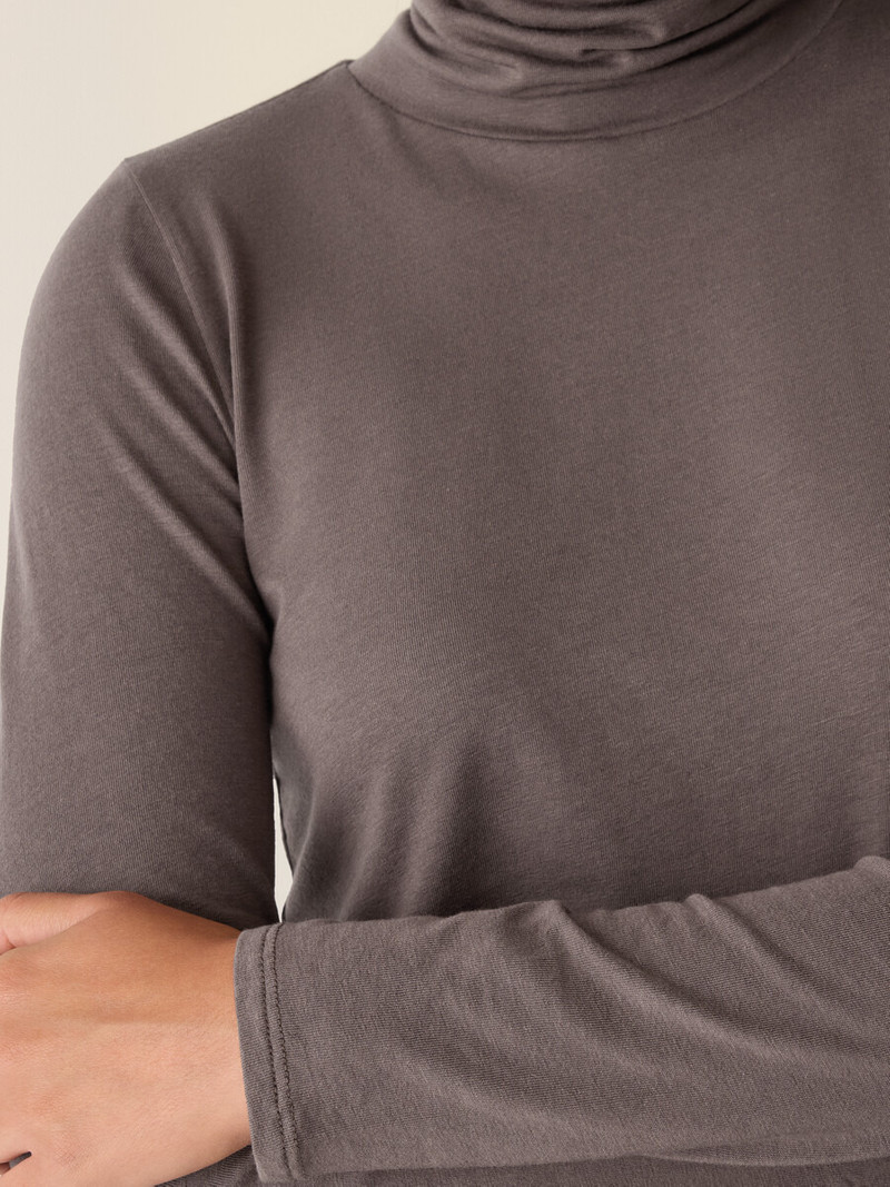 Sheer Cotton Blend Knit Turtleneck Top 5