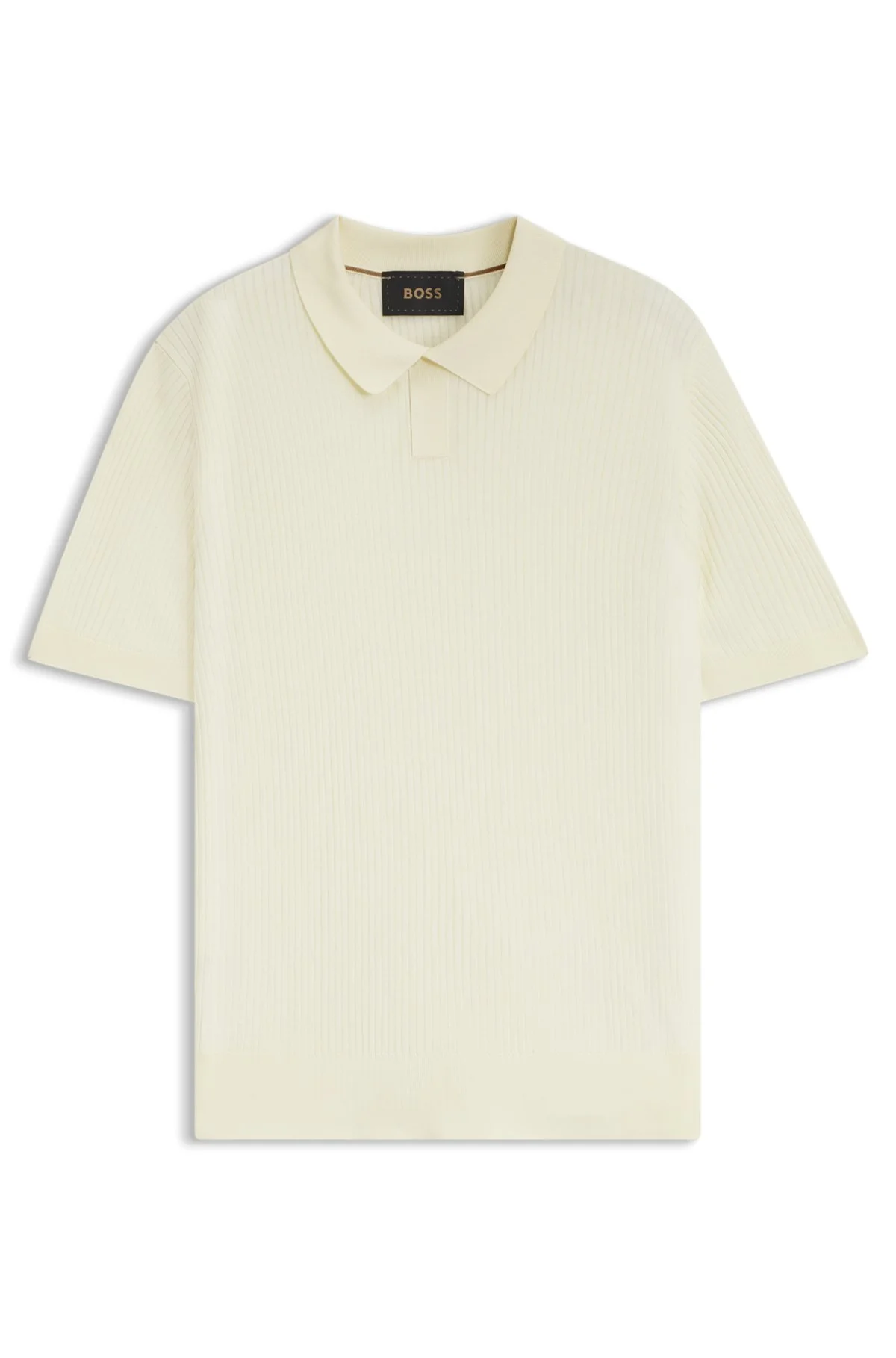 SILK KNIT POLO WITH RIBBED TEXTURE - 1