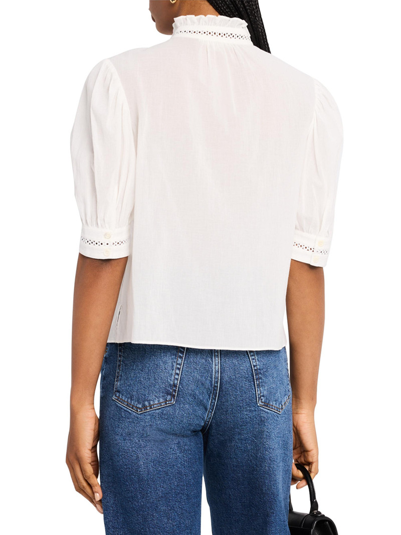 Women's The Ruffle Collar Poplin Top - White 4
