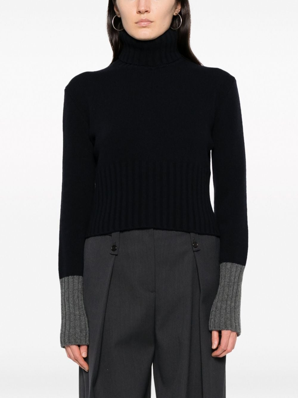 colour-block virgin wool roll-neck jumper - 3