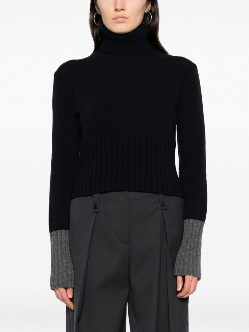 colour-block virgin wool roll-neck jumper 3