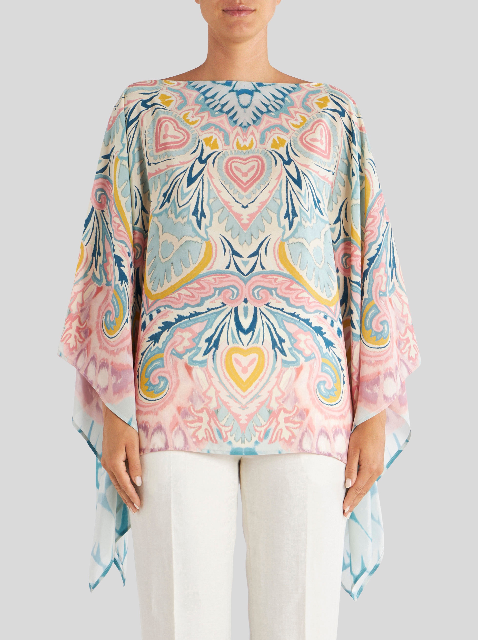 PONCHO WITH PAISLEY SUNBURST PRINT - 2