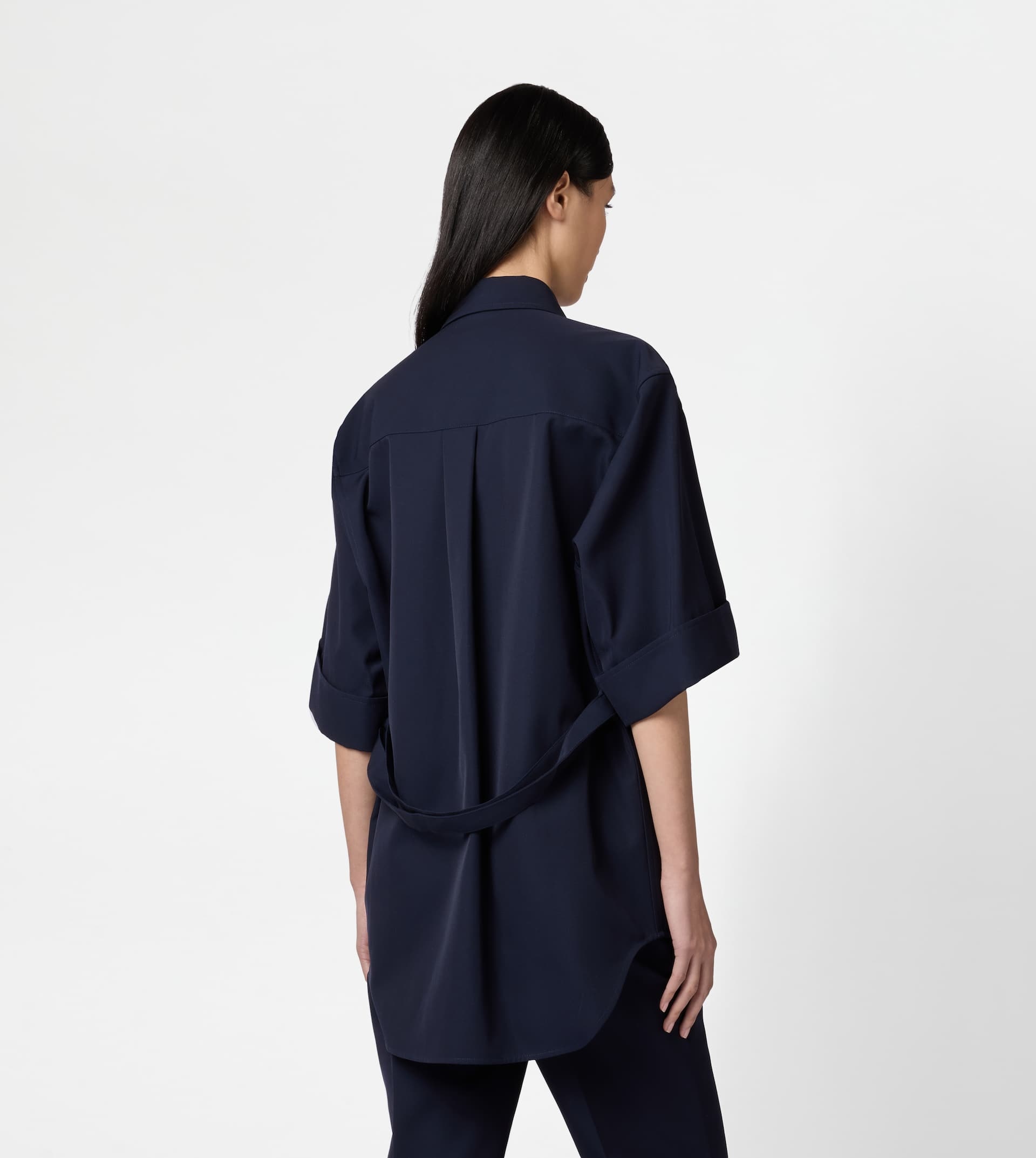 SHIRT IN WOOL AND COTTON - BLUE - 4